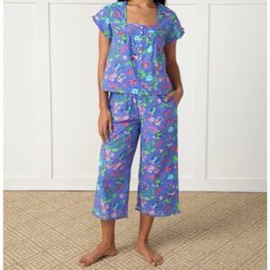 Printfresh Hummingbird Haven Floral Pattern Pajama Set Top & Bottoms - Size XL